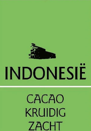 Indonesië specialty coffee met zachte tonen van cacao en kruiden, fluweelachtige afdronk. Aanbieding: 5+1 gratis. Gemaakt van 100% single origin Arabica bonen, medium licht gebrand en vers gebrand op de Noordkade in Veghel.