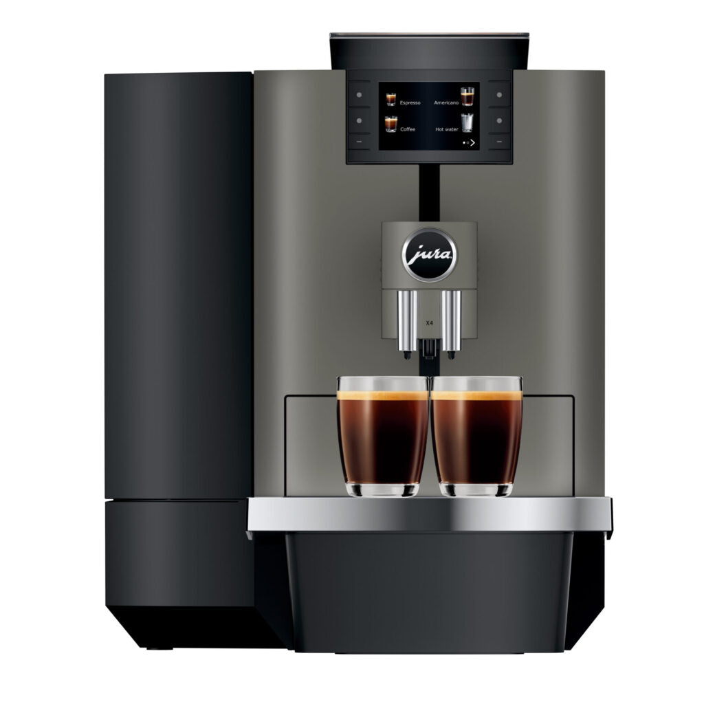 JURA X4 koffiemachine - Beste volautomatische koffiemachine met diverse koffiespecialiteiten, perfect voor professioneel gebruik in kantoren en zelfbedieningsomgevingen.