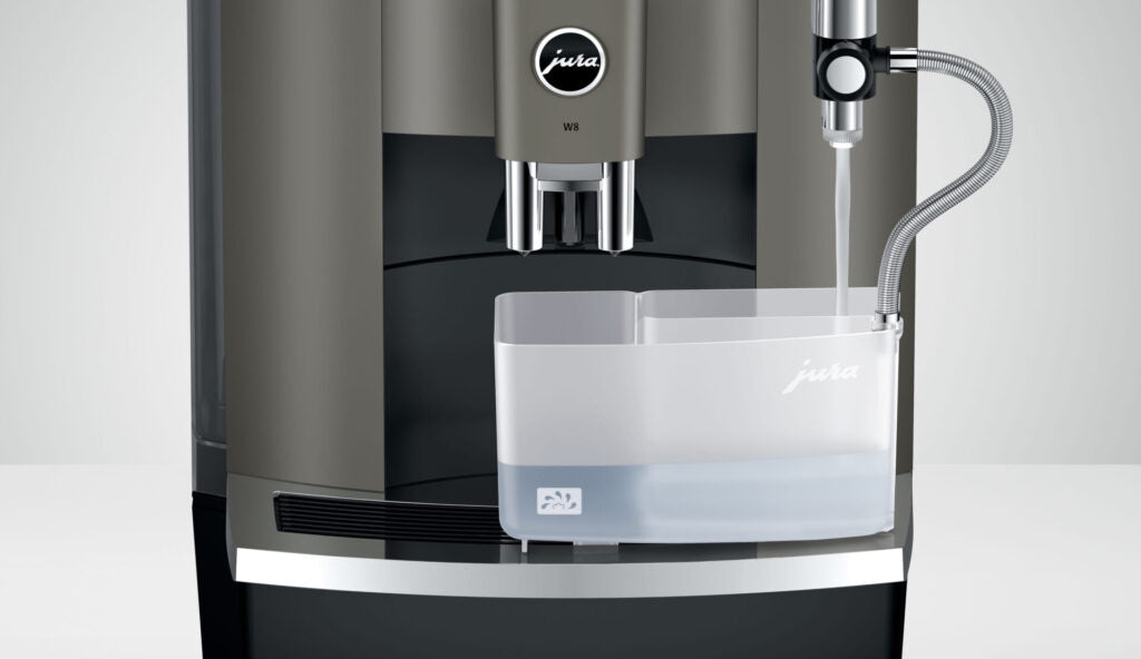 JURA W8 Dark Inox koffiemachine - De beste volautomatische koffiemachine met 17 koffiespecialiteiten, Professional Aroma Grinder en Pulse Extraction Process voor optimale koffieprestaties.